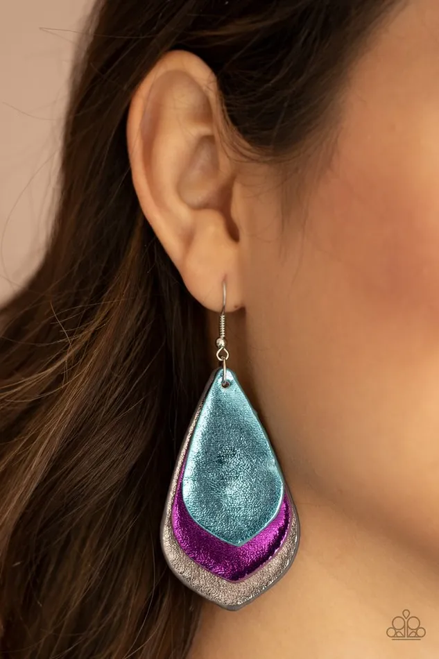 Earrings Paparazzi Earring GLISTEN Up Purple Multi Paparazzi Jewelry