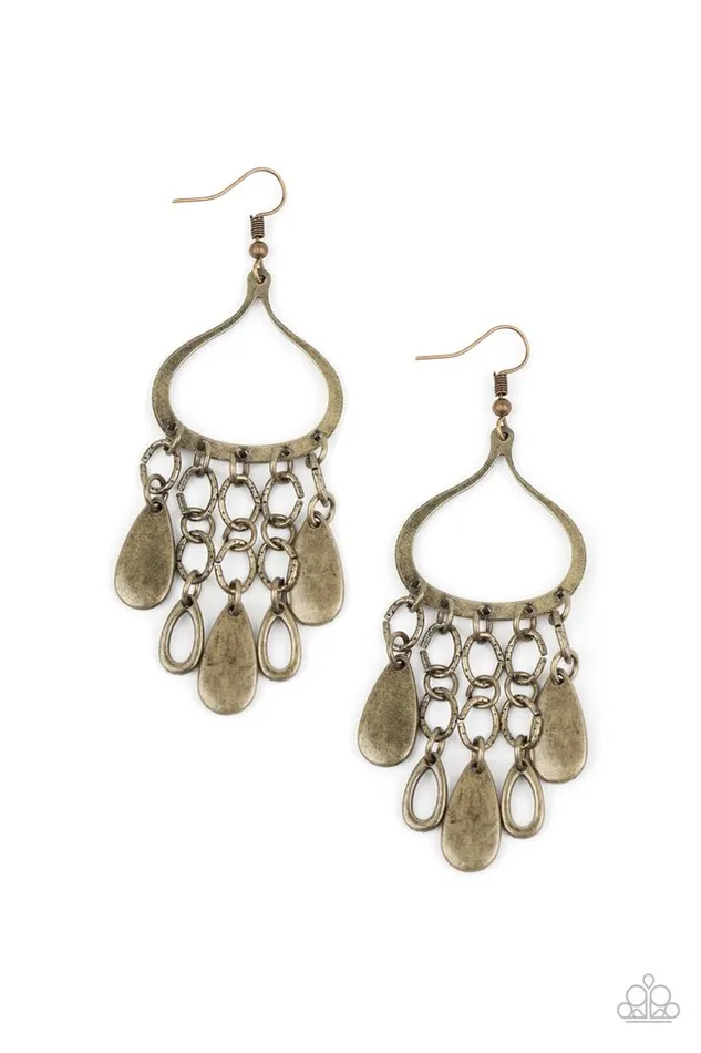 Earrings Paparazzi Earring Lure Away Brass Paparazzi Jewelry