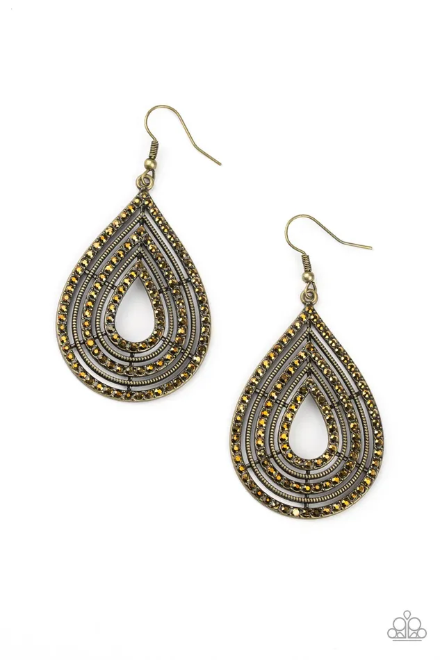 Earrings Paparazzi Jewelry Paparazzi Earring 5th Avenue Attraction Brass