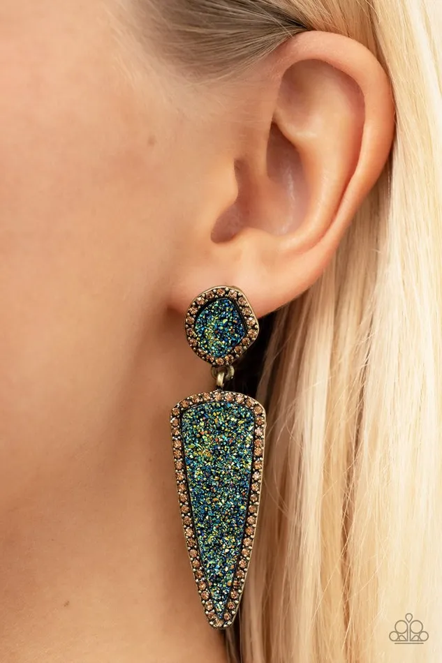 Earrings Paparazzi Jewelry Paparazzi Earring Druzy Desire Brass