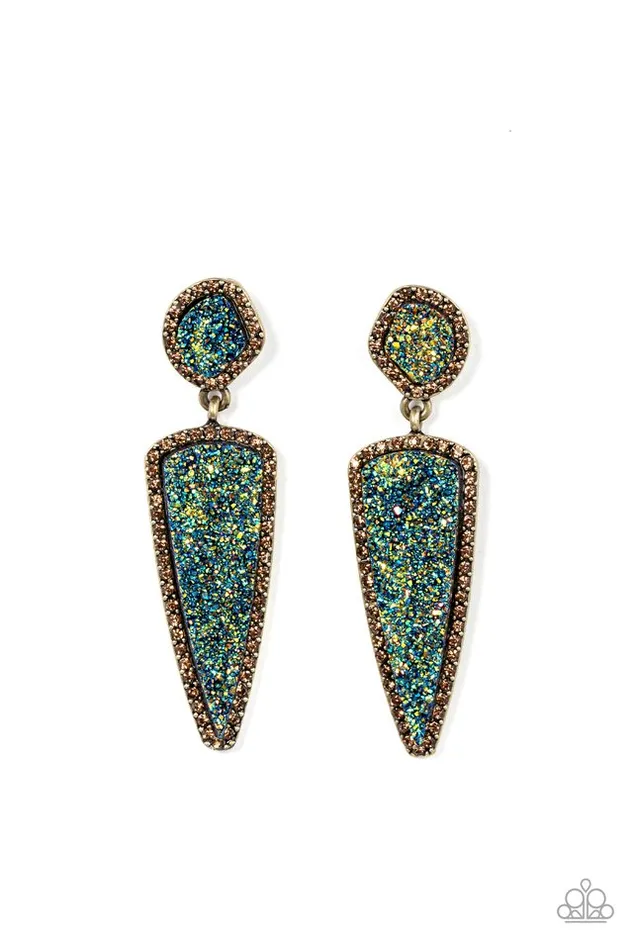 Earrings Paparazzi Jewelry Paparazzi Earring Druzy Desire Brass