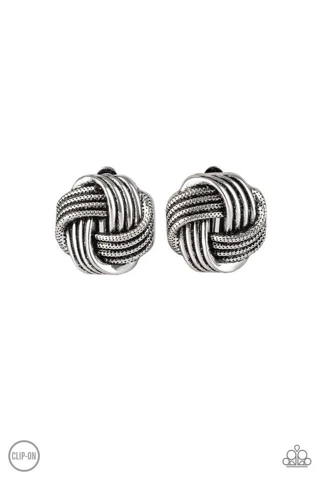 Earrings Paparazzi Jewelry Paparazzi Earring Noticeably Knotted Silver