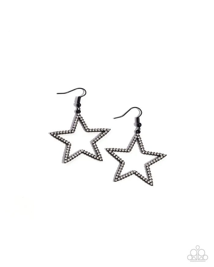 Earrings Paparazzi Jewelry Paparazzi Earring Streamlined Stars Black