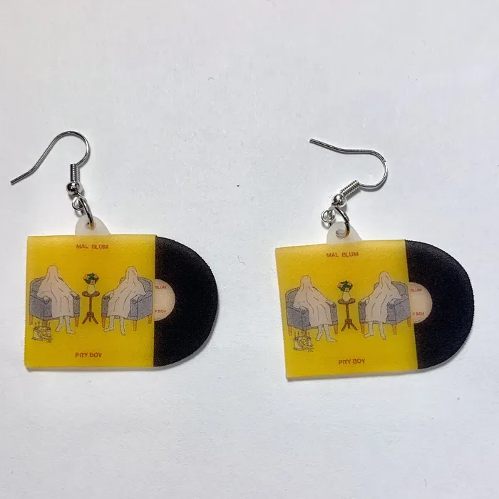 Earrings Sam Makes Things Mal Blum Pity Boy Vinyl Album Handmade Earrings