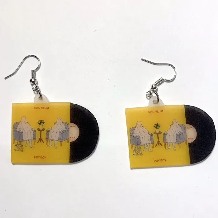 Earrings Sam Makes Things Mal Blum Pity Boy Vinyl Album Handmade Earrings