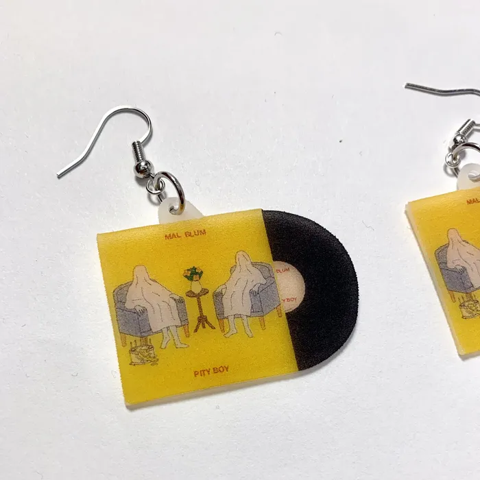 Earrings Sam Makes Things Mal Blum Pity Boy Vinyl Album Handmade Earrings