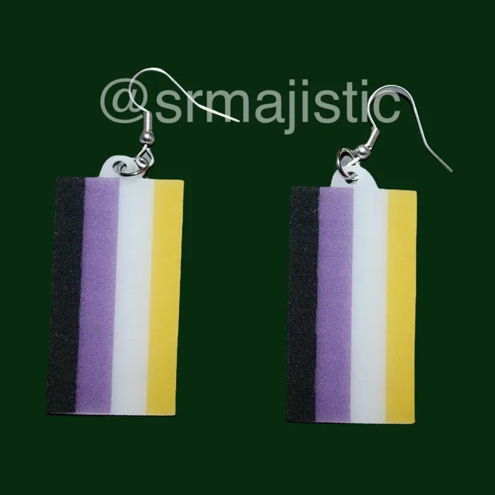 Earrings Sam Makes Things PRIDE Flag Cute 2D Handmade Earrings