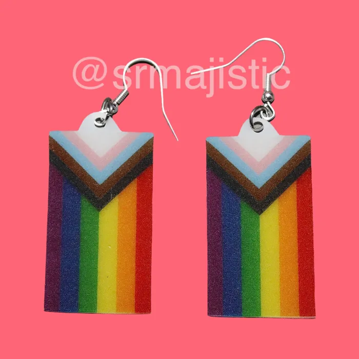 Earrings Sam Makes Things PRIDE Flag Cute 2D Handmade Earrings
