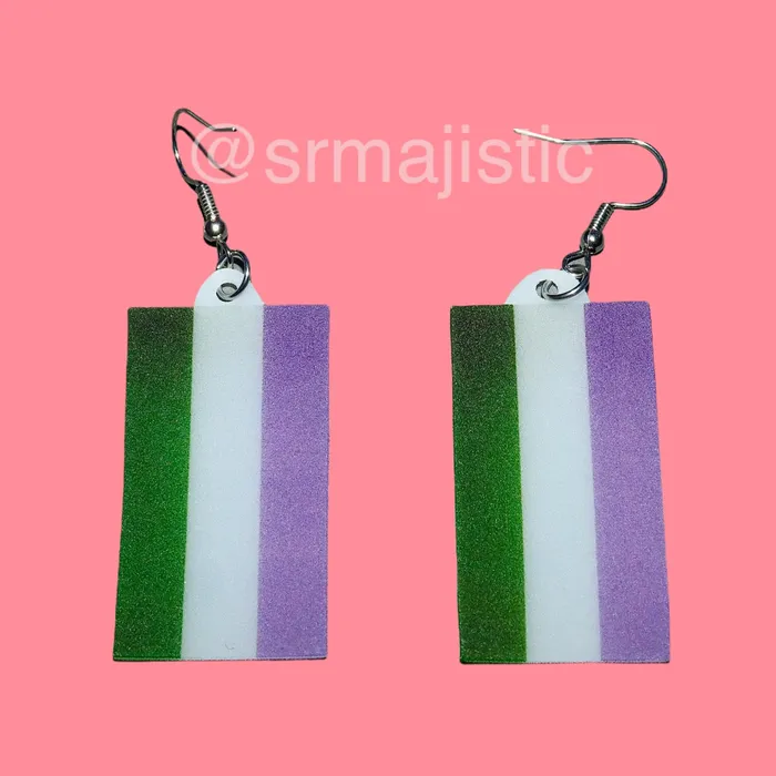 Earrings Sam Makes Things PRIDE Flag Cute 2D Handmade Earrings
