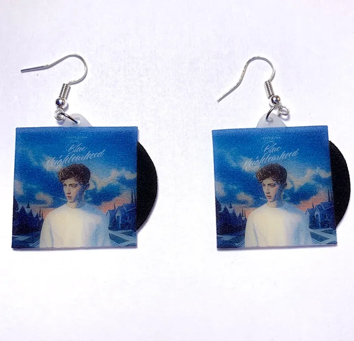 Earrings Sam Makes Things Troye Sivan Blue Neighbourhood Vinyl Album Handmade Earrings Earrings Sam Makes Things Troye Sivan Blue Neighbourhood Vinyl Album Handmade Earrings