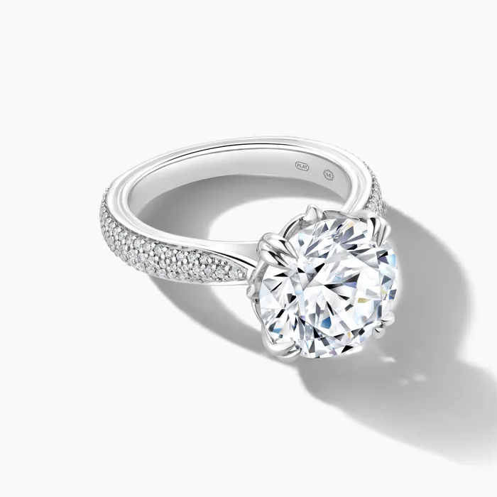 Engagement Collections Platinum Diamond Semimount Ring Pave Shank Round Cut Center Rings Engagement Collections Platinum Diamond Semimount Ring Pave Shank Round Cut Center Rings