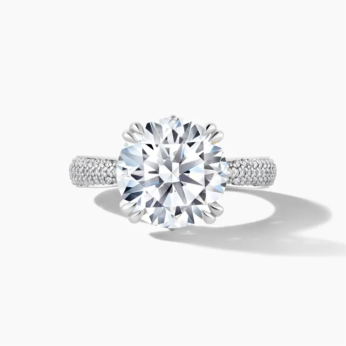 Engagement Collections Platinum Diamond Semimount Ring Pave Shank Round Cut Center Rings Engagement Collections Platinum Diamond Semimount Ring Pave Shank Round Cut Center Rings