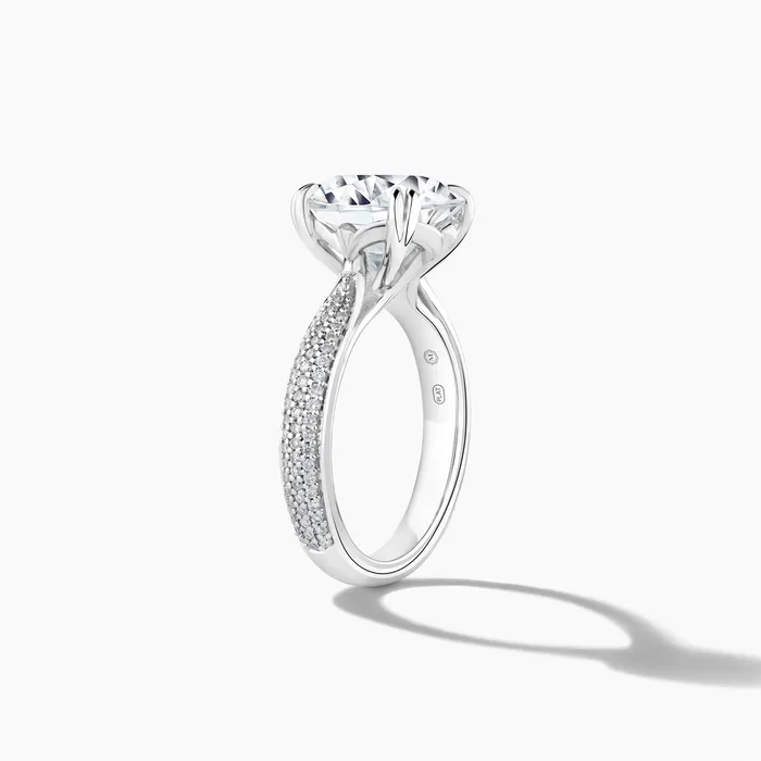Engagement Collections Platinum Diamond Semimount Ring Pave Shank Round Cut Center Rings Engagement Collections Platinum Diamond Semimount Ring Pave Shank Round Cut Center Rings