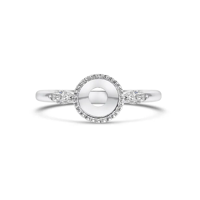 Engagement Collections Rings 14K White Gold Three Stone Ring with Marquise Diamond Sides Engagement Collections Rings 14K White Gold Three Stone Ring with Marquise Diamond Sides