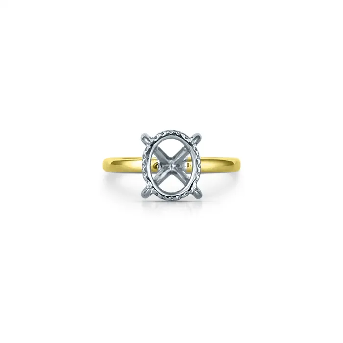 Engagement Collections Rings 14K Yellow and White Gold Semi Mount Ring for Oval Diamond with Hidden Halo Engagement Collections Rings 14K Yellow and White Gold Semi Mount Ring for Oval Diamond with Hidden Halo