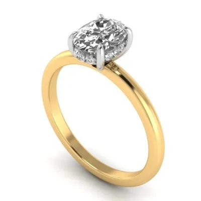 Engagement Collections Rings 14K Yellow and White Gold Semi Mount Ring for Oval Diamond with Hidden Halo Engagement Collections Rings 14K Yellow and White Gold Semi Mount Ring for Oval Diamond with Hidden Halo