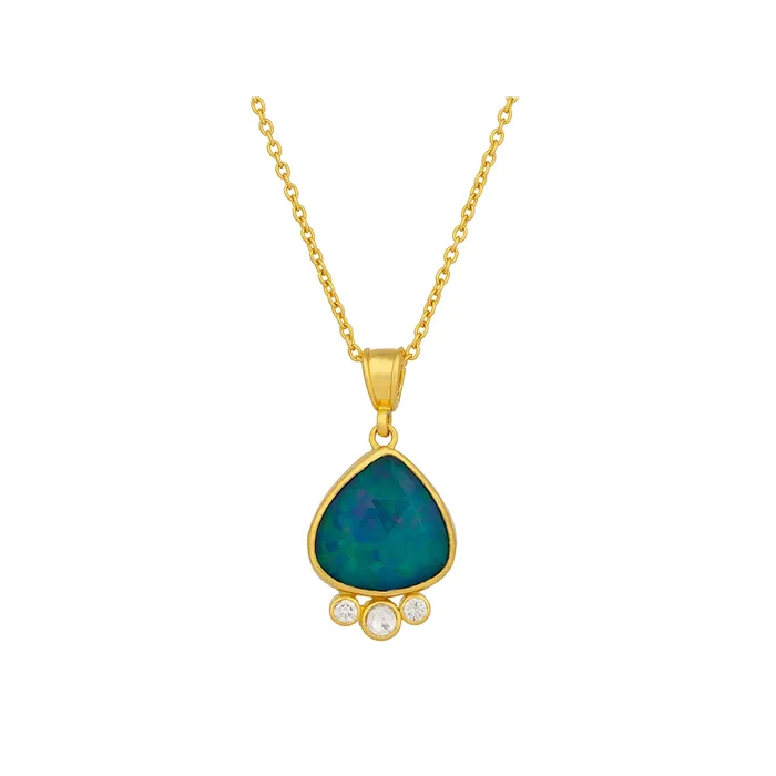 Gurhan Necklaces Gurhan OneofaKind 22K Yellow Gold Solid Chain with 24K Ethiopian Opal and Diamond Pendant with 18K Detachable Bail and Lobster Clasp Gurhan Necklaces Gurhan OneofaKind 22K Yellow Gold Solid Chain with 24K Ethiopian Opal and Diamond Pendant with 18K Detachable Bail and Lobster Clasp