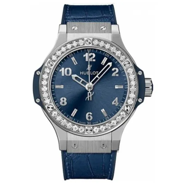 Hublot Hublot Big Bang 38mm Watch Ref 361SX7170LR1204 Blue Dial Diamond Bezel Blue Leather Strap Watches Hublot Hublot Big Bang 38mm Watch Ref 361SX7170LR1204 Blue Dial Diamond Bezel Blue Leather Strap Watches