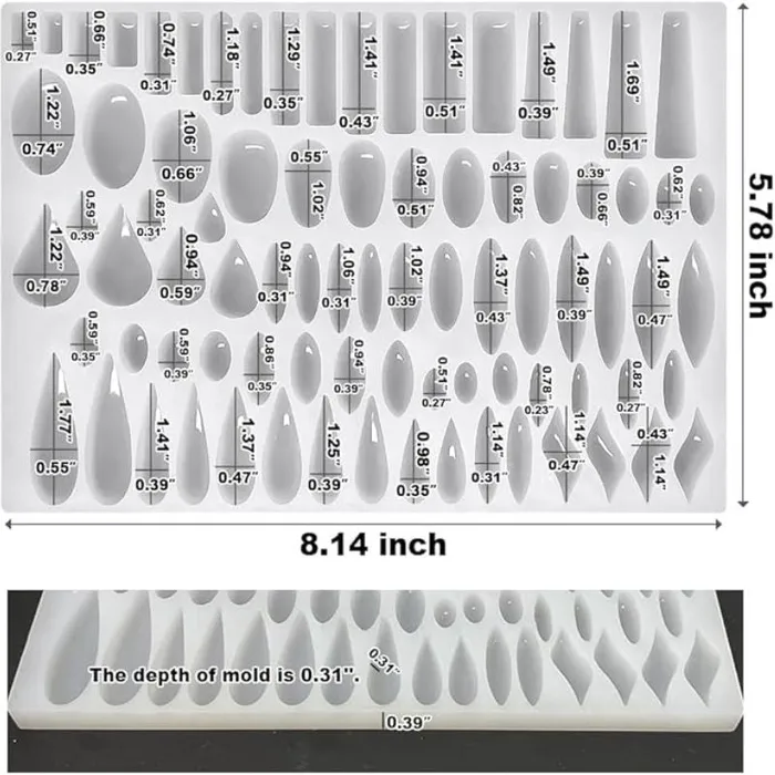 IntoResin Earrings Stud Earrings Silicone Mold with 41 Paired Shapes