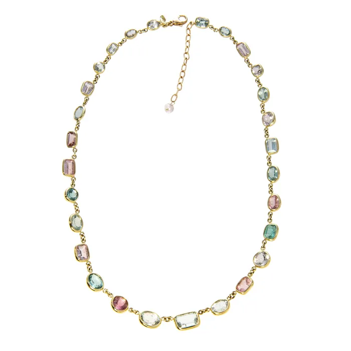 Mazza Mazza MultiColor Pastel Tourmaline Bezel Station 18K Gold Necklace Necklaces Mazza Mazza MultiColor Pastel Tourmaline Bezel Station 18K Gold Necklace Necklaces
