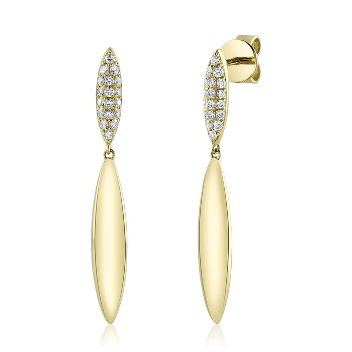 Meierotto Jewelers Earrings 14K Yellow Gold Diamond Bar and Solid Bar Drop Stud Earrings Meierotto Jewelers Earrings 14K Yellow Gold Diamond Bar and Solid Bar Drop Stud Earrings