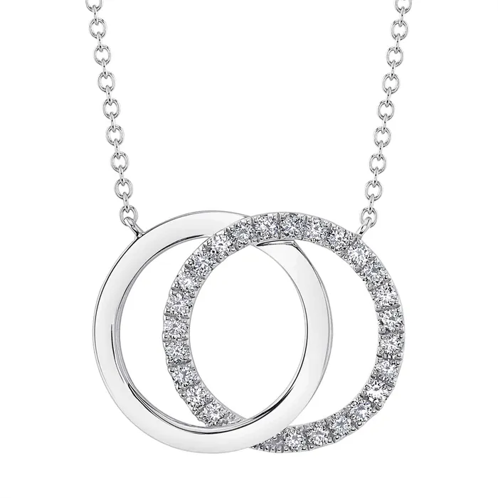 Meierotto Jewelers Necklaces 14K White Gold Diamond Love Knot Circle Necklace Meierotto Jewelers Necklaces 14K White Gold Diamond Love Knot Circle Necklace