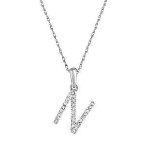 Meierotto Jewelers Necklaces 14K White Gold Diamond N Initial Pendant Necklace