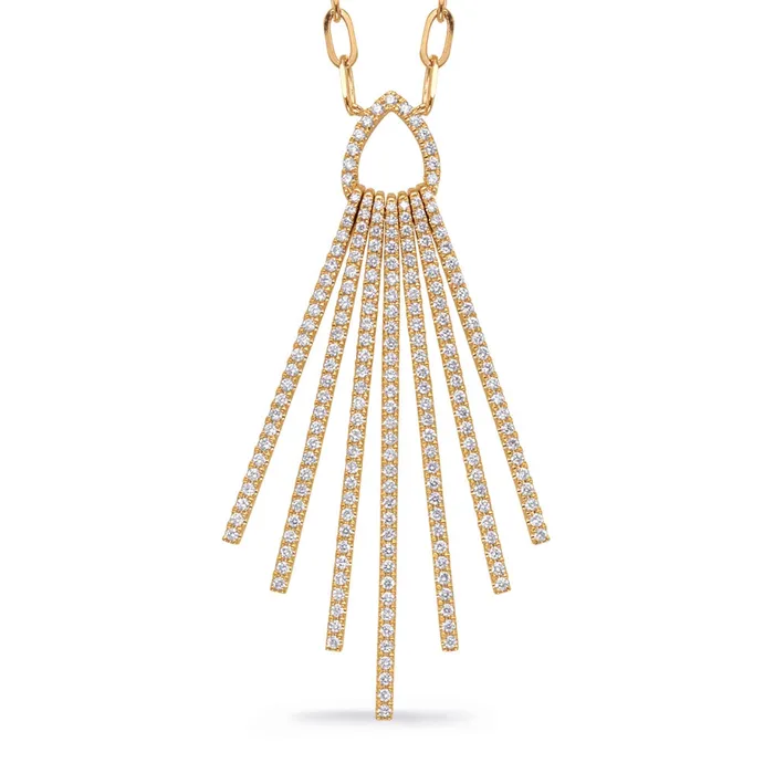 Meierotto Jewelers Necklaces 14K Yellow Gold Spray Diamond Pendant on Paperclip Chain Necklace Meierotto Jewelers Necklaces 14K Yellow Gold Spray Diamond Pendant on Paperclip Chain Necklace