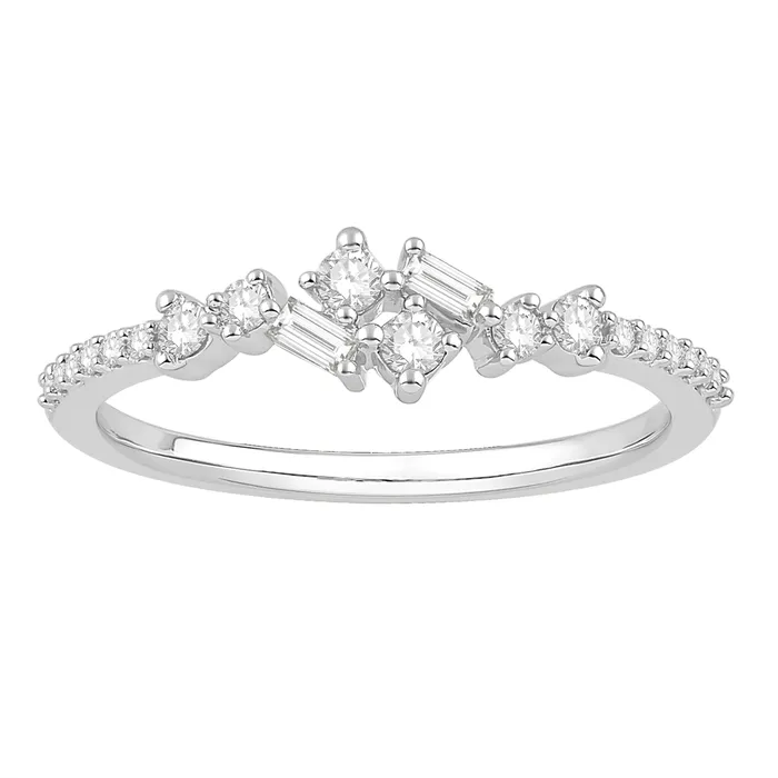 Meierotto Jewelers Rings 14K White Gold Fancy Diamond Ring Baguettes Rounds