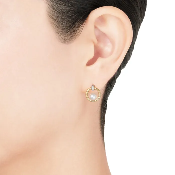 Mikimoto Earrings Mikimoto 18K White Yellow Gold Akoya Pearl Diamond Earrings Mikimoto Earrings Mikimoto 18K White Yellow Gold Akoya Pearl Diamond Earrings