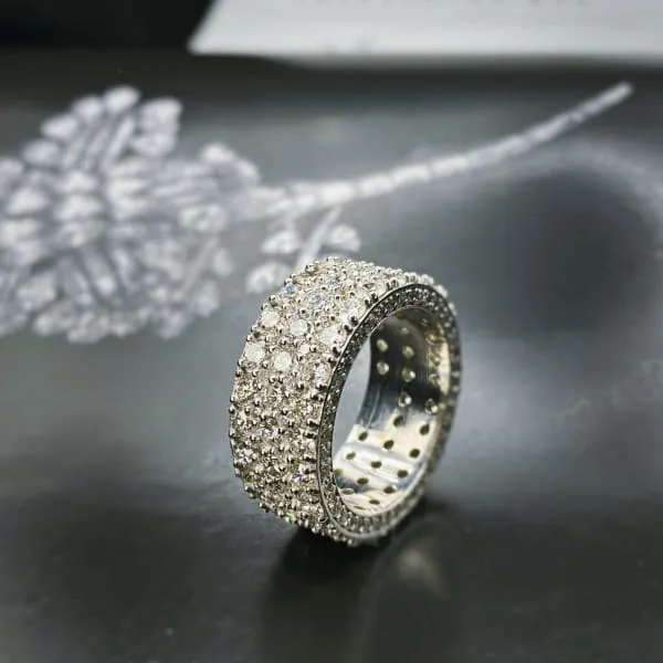 Natural Round Brilliant Cocktail Eternity Diamond Ring Set in 14K White Gold 980ct tw Diamond Source NYC Rings Natural Round Brilliant Cocktail Eternity Diamond Ring Set in 14K White Gold 980ct tw Diamond Source NYC Rings