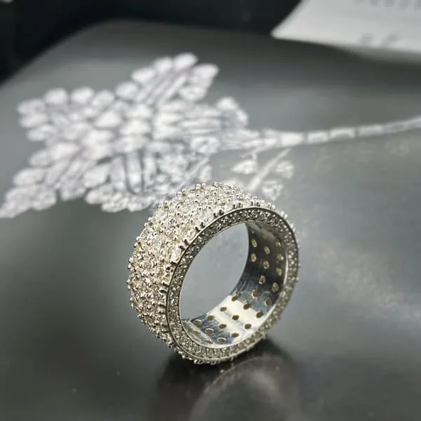 Natural Round Brilliant Cocktail Eternity Diamond Ring Set in 14K White Gold 980ct tw Diamond Source NYC Rings