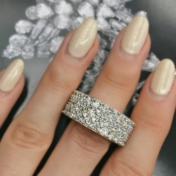Natural Round Brilliant Cocktail Eternity Diamond Ring Set in 14K White Gold 980ct tw Diamond Source NYC Rings
