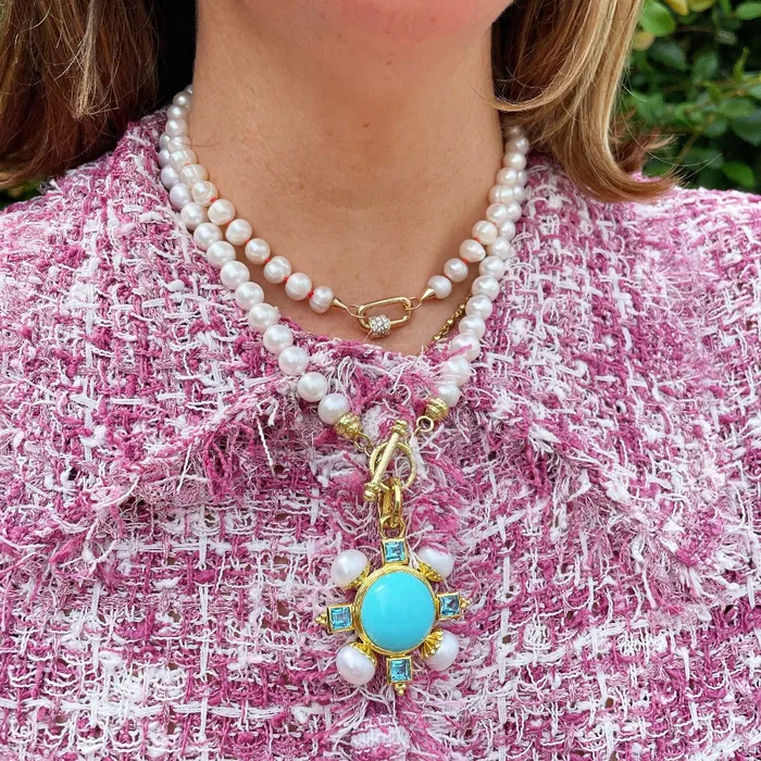 Necklaces Croghans 9mm Pearl 14K Yellow Gold Toggle Clasp Necklace