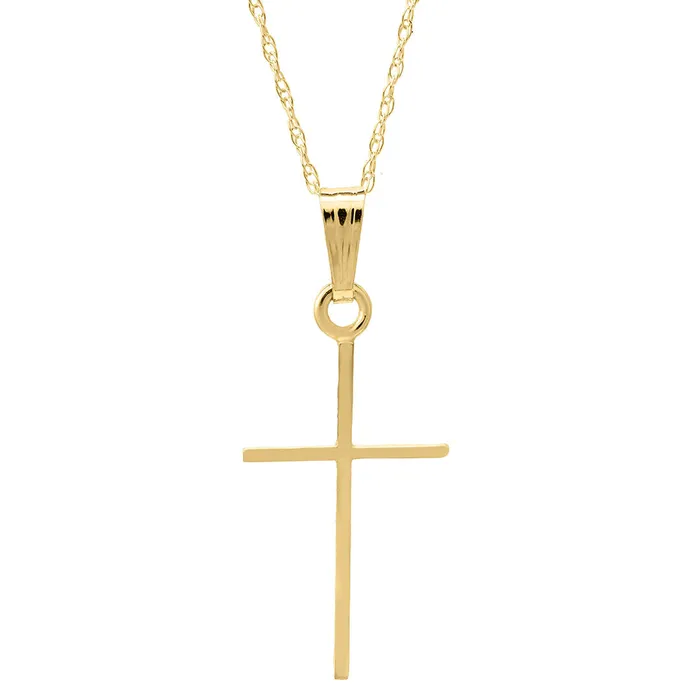 Necklaces Croghans Child 14K Yellow Gold 11x24mm Cross Pendant Necklace