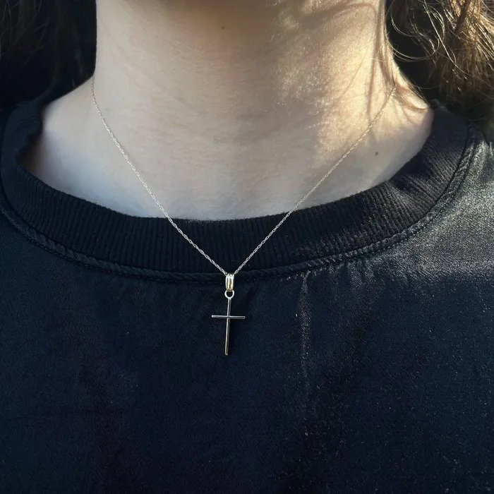 Necklaces Croghans Child 14K Yellow Gold 11x24mm Cross Pendant Necklace