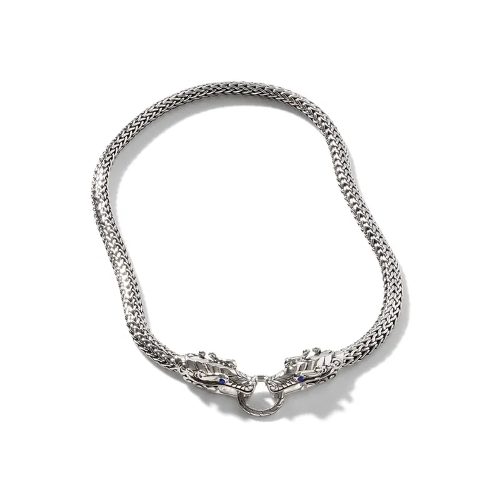 Necklaces John Hardy Legends Naga Silver Medium Chain Double Dragon Head with Blue Sapphire Eyes Necklace 18 inch John Hardy Necklaces John Hardy Legends Naga Silver Medium Chain Double Dragon Head with Blue Sapphire Eyes Necklace 18 inch John Hardy