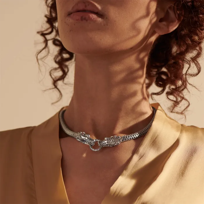 Necklaces John Hardy Legends Naga Silver Medium Chain Double Dragon Head with Blue Sapphire Eyes Necklace 18 inch John Hardy Necklaces John Hardy Legends Naga Silver Medium Chain Double Dragon Head with Blue Sapphire Eyes Necklace 18 inch John Hardy