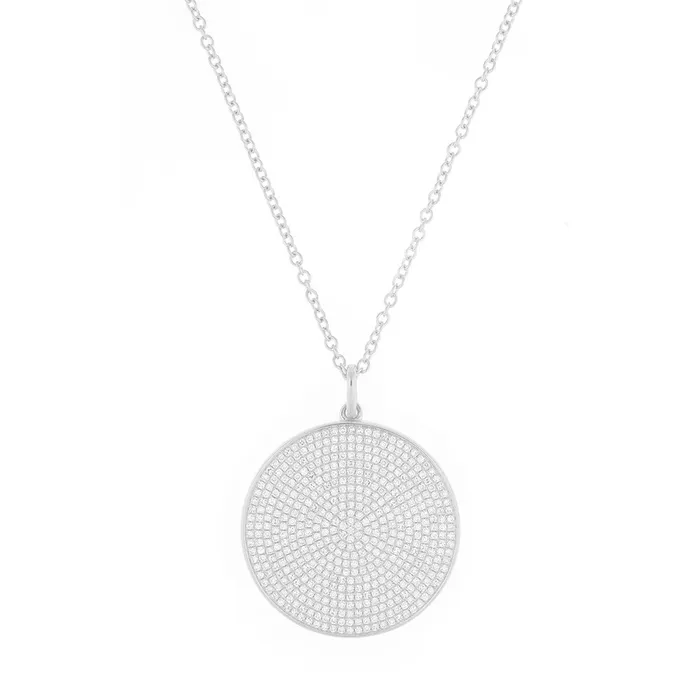 Necklaces Meierotto Jewelers 14K White Gold Pave Diamond Circle Necklace