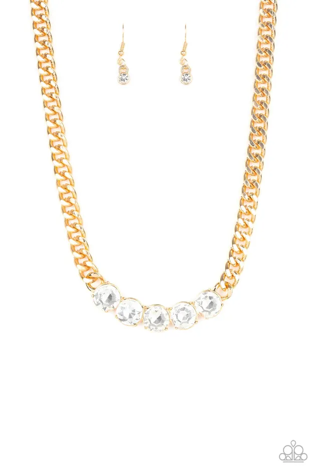 Necklaces Paparazzi Jewelry Paparazzi Necklace Rhinestone Renegade Gold