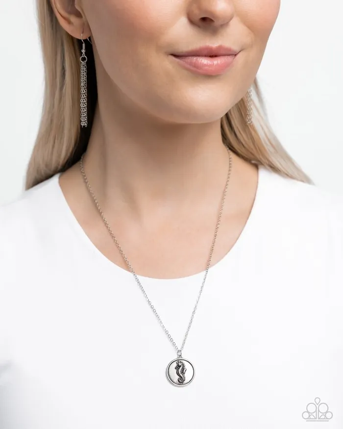 Necklaces Paparazzi Jewelry Paparazzi Necklace Seahorse Solo Silver