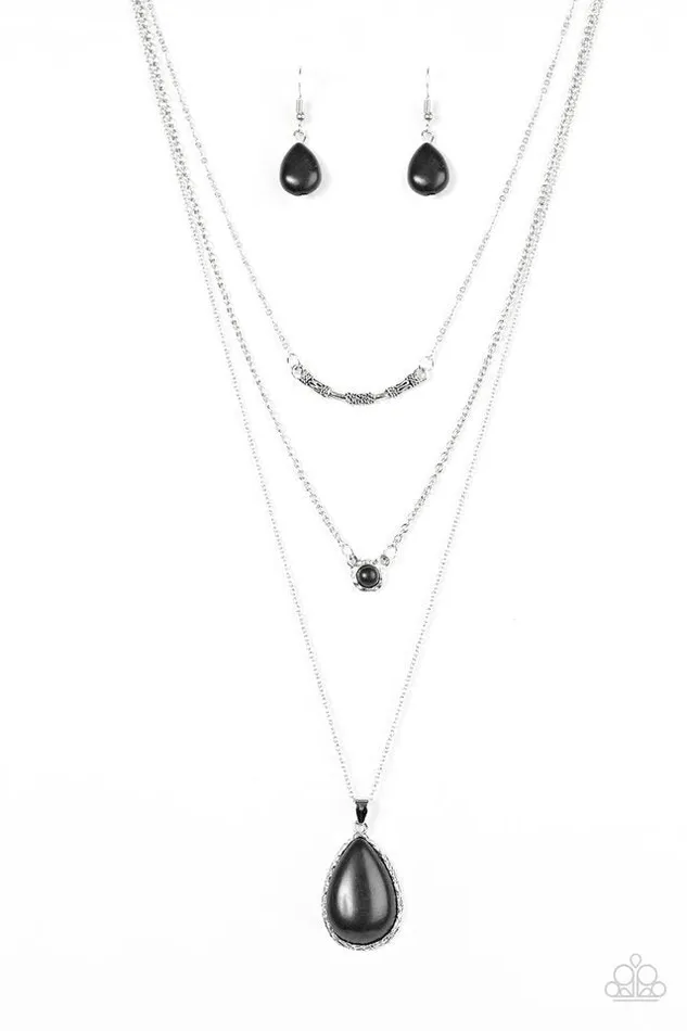 Necklaces Paparazzi Jewelry Paparazzi Necklace Stone Streams Black