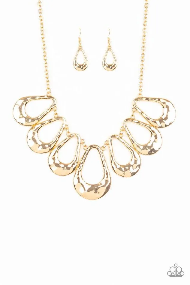 Necklaces Paparazzi Jewelry Paparazzi Necklace Teardrop Envy Gold