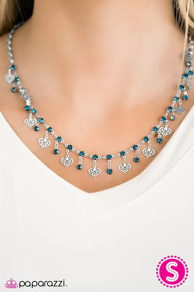 Necklaces Paparazzi Jewelry Paparazzi Necklace With Open Hearts Blue