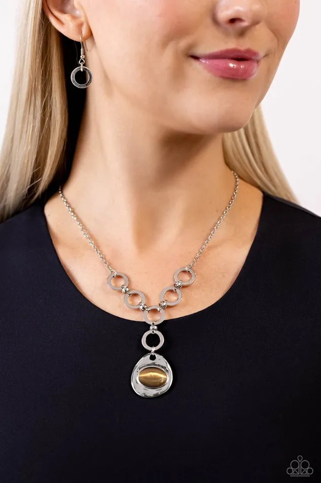 Necklaces Paparazzi Necklace Get OVAL It Brown Paparazzi Jewelry