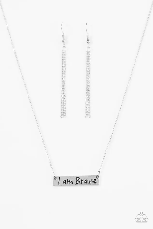 Necklaces Paparazzi Necklace I Am Brave Silver Paparazzi Jewelry