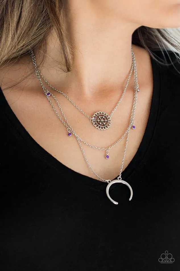 Necklaces Paparazzi Necklace Lunar Lotus Purple Paparazzi Jewelry