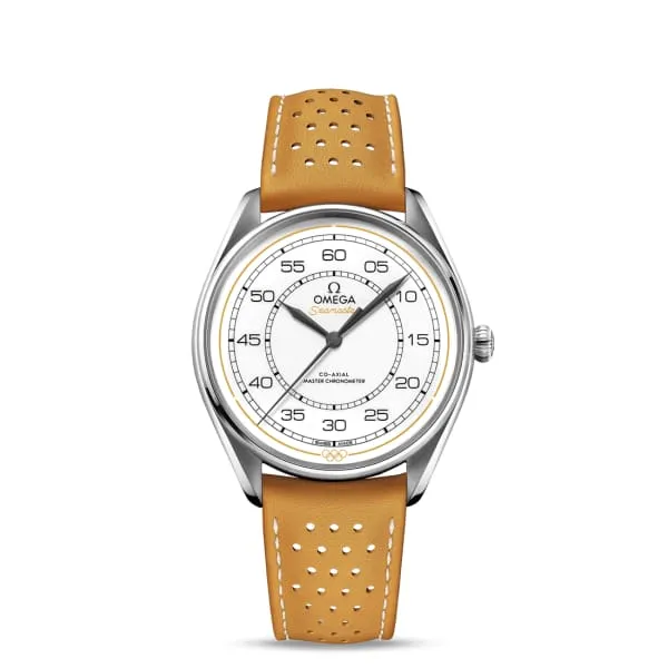 Omega Omega Seamaster 40mm Watch Ref 52232402004002 White Index Dial Yellow Leather Strap Watches Omega Omega Seamaster 40mm Watch Ref 52232402004002 White Index Dial Yellow Leather Strap Watches