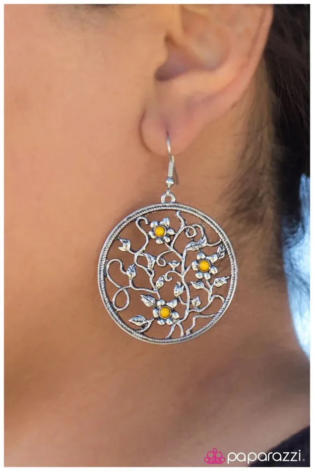 Paparazzi Earring An Enchanted Forest Yellow Paparazzi Jewelry Earrings