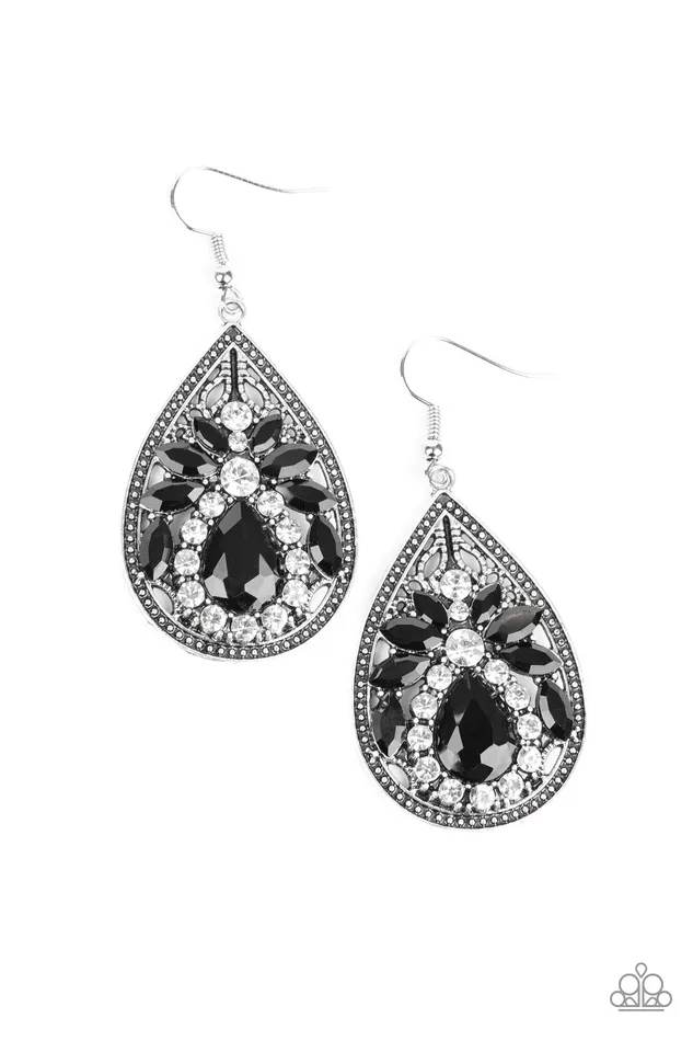 Paparazzi Earring Candlelight Sparkle Black Paparazzi Jewelry Earrings
